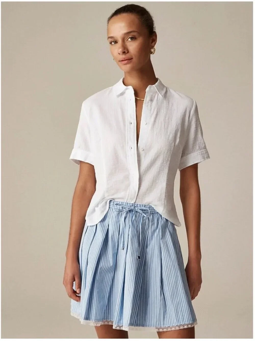J. CREW Slim Fit Button Up in Cotton Gauze White Size 10